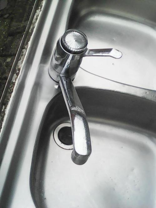 DUBBELE INOX SPOELBAK MET MENGKRAAN EN SIFON, Huis en Inrichting, Keuken | Keukenelementen, Gebruikt, Minder dan 100 cm, 100 tot 150 cm