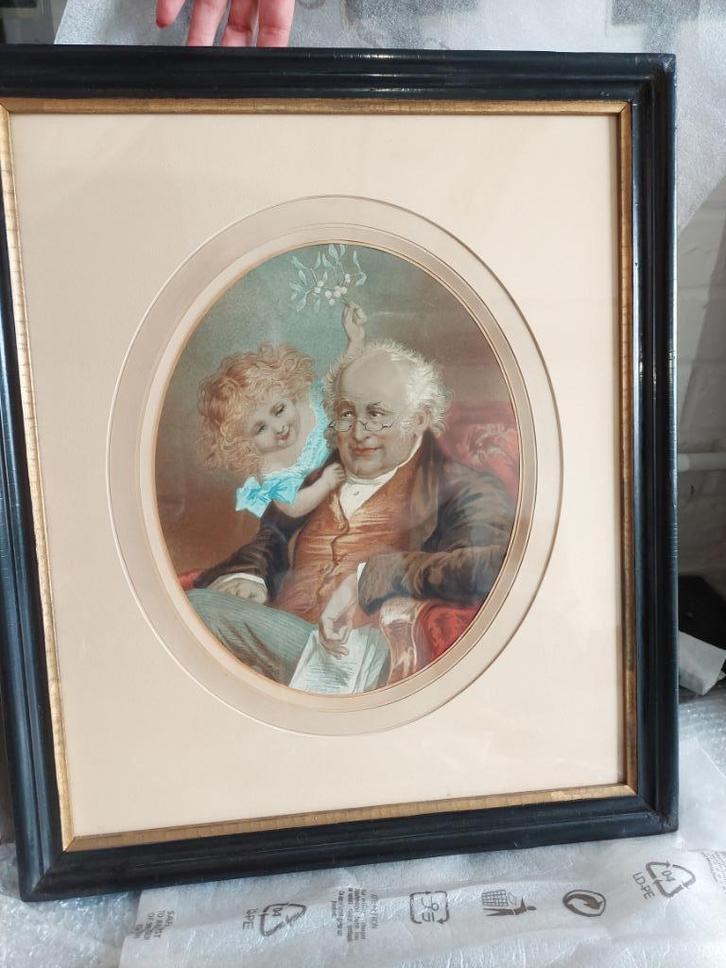 Schilderij De Grootvader Houten lijst, Antiek en Kunst, Kunst | Schilderijen | Klassiek, Ophalen