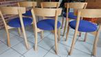 eetkamerstoel met stoffen zitting, Huis en Inrichting, Stoelen, Vijf, Zes of meer stoelen, Blauw, Zo goed als nieuw, Hout