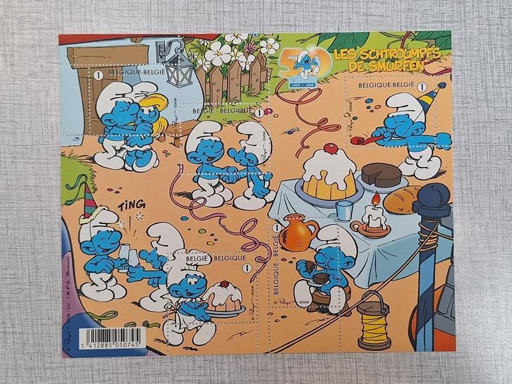 Peyo Smurfen - Postzegelvel 2008, Verzamelen, Stripfiguren, Zo goed als nieuw, Gebruiksvoorwerp, Smurfen, Ophalen of Verzenden