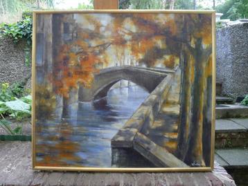 Superbe tableau vue de canal a Bruges  beschikbaar voor biedingen