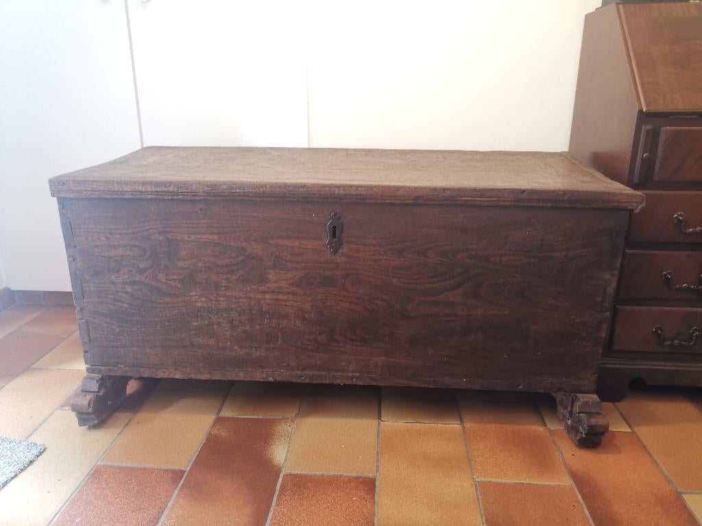 Authentieke Grote Houten Dekenkist, Antiek en Kunst, Curiosa en Brocante, Ophalen
