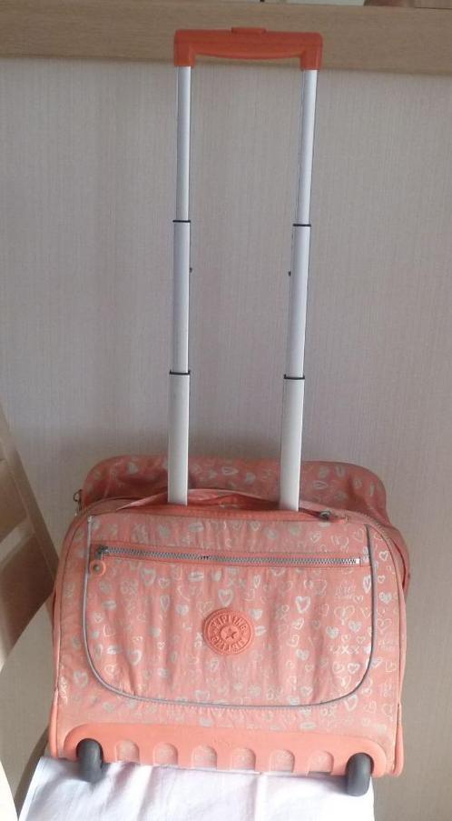 Kipling Trolley koraal en zilver + aap, Handtassen en Accessoires, Tassen | Schooltassen, Gebruikt, Aktetas of Boekentas, 40 tot 50 cm