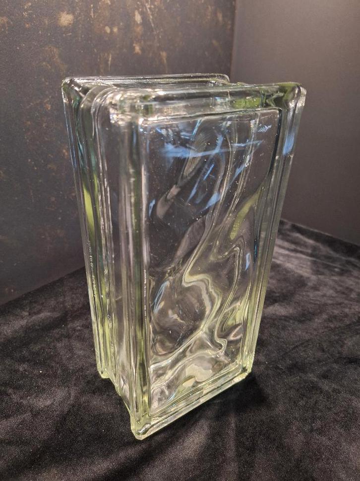 Vintage brutalistische glazen blokvaas, West-Germany, Antiek en Kunst, Curiosa en Brocante, Ophalen of Verzenden