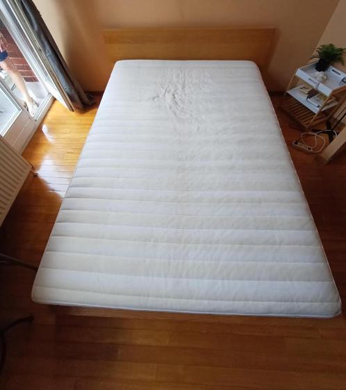 Ikea-bed + boxspring + matras, Huis en Inrichting, Slaapkamer | Bedden, Gebruikt, Tweepersoons, 140 cm, 200 cm, Hout, Overige kleuren