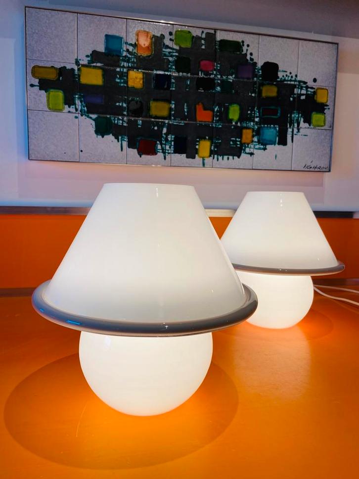 Set mushroom design tafellampen, Huis en Inrichting, Lampen | Wandlampen, Zo goed als nieuw, Glas, Ophalen of Verzenden