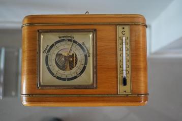 Vintage barometer met thermometer jaren '50