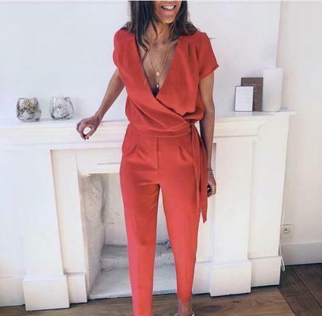 Prachtige rode jumpsuit - small, Vêtements | Femmes, Combinaisons, Enlèvement ou Envoi