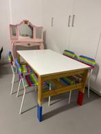 Kindertafel met 4 stoelen en hemel (in hoogte herstelbaar), Kinderen en Baby's, Kinderkamer | Tafels en Stoelen, Ophalen, Gebruikt