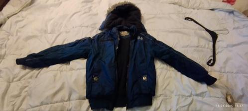 Jongensjas dikke winterjas met kap,152, donkerblauw., Kinderen en Baby's, Kinderkleding | Maat 152, Zo goed als nieuw, Ophalen of Verzenden