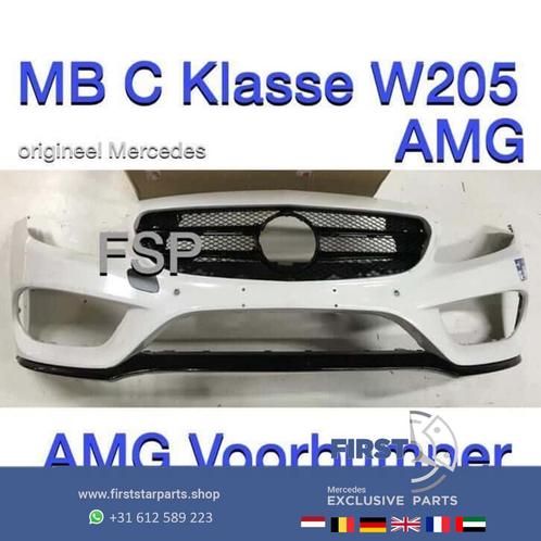 W205 AMG Voorbumper Mercedes C Klasse 2018 wit + onderlip MB, Autos : Pièces & Accessoires, Carrosserie & Tôlerie, Pare-chocs