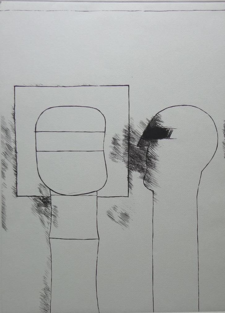 LUC CLAUS / FIGUUR / ZW-W ETS / 78x56cm / SIG / 1973, Antiek en Kunst, Kunst | Litho's en Zeefdrukken, Ophalen of Verzenden