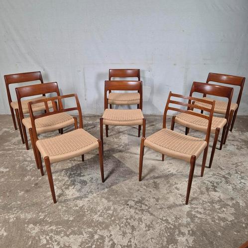 8x chaises de salle à manger vintage Niels Møller, modèle da, Maison & Meubles, Chaises, Comme neuf, Cinq, Six Chaises ou plus