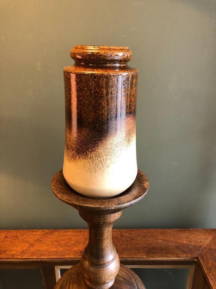 Vintage West Germany Vaas Bruin/Beige, Antiek en Kunst, Antiek | Vazen, Ophalen of Verzenden