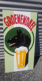 Groendael bier emaillen retro reclame bord, Ophalen, Zo goed als nieuw, Reclamebord
