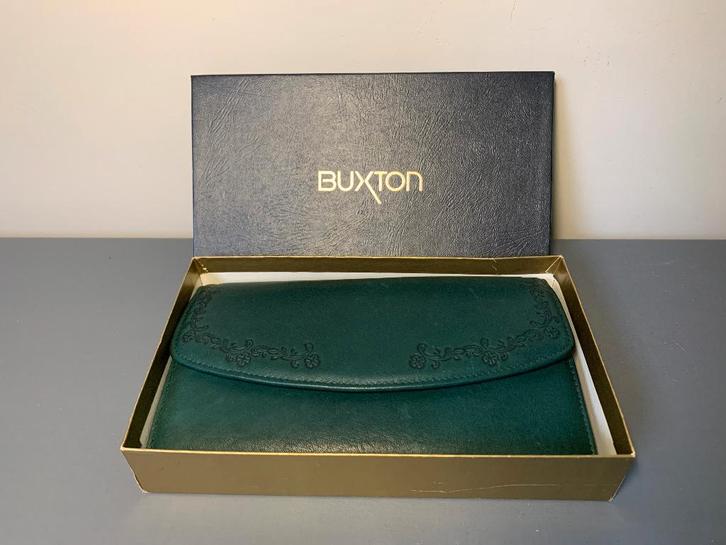Lederen portemonnee BUXTON nooit gebruikt, Handtassen en Accessoires, Portemonnees, Nieuw, Overige merken, Groen, Leder, Ophalen of Verzenden