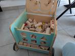 Hout loopkar / duwkar met houten blokken, Kinderen en Baby's, Speelgoed | Houten speelgoed, Ophalen, Gebruikt