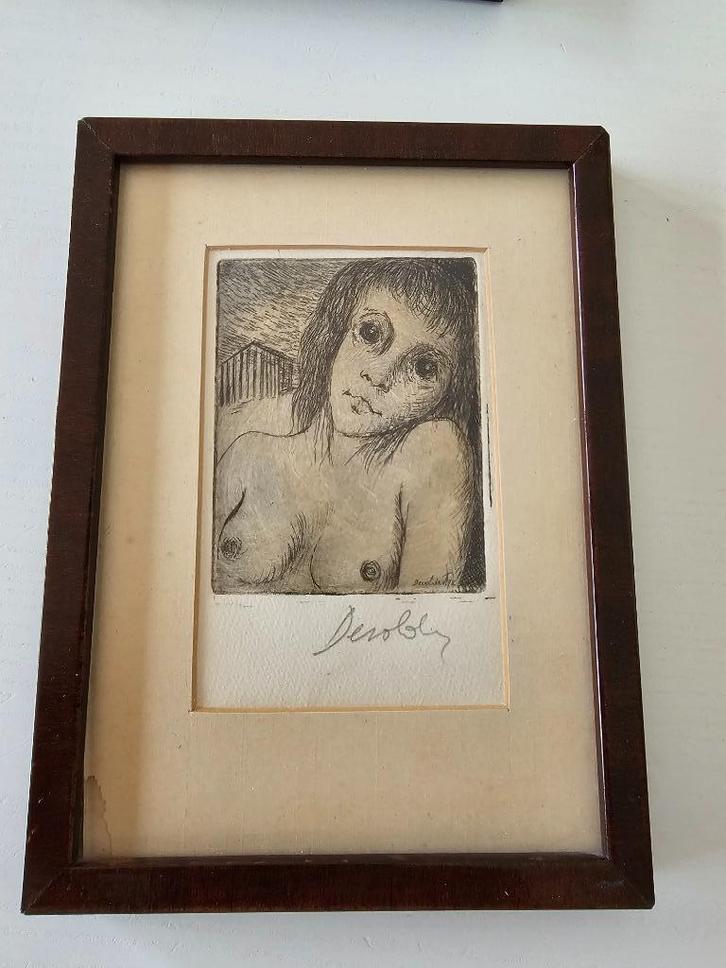 Werkje van roland devolder, Antiek en Kunst, Kunst | Etsen en Gravures, Ophalen of Verzenden