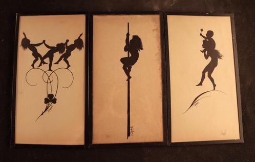 Set van tien ingelijste silhouetten, Antiek en Kunst, Kunst | Overige Kunst, Ophalen of Verzenden
