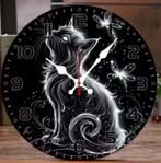 Horloge murale ronde en bois Luminous cat (25cm), Enlèvement ou Envoi, Neuf, Horloge murale