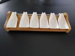 Plateau apéritif en bambou avec 6 verrines en porcelaine, Maison & Meubles, Enlèvement, Comme neuf, Porcelaine