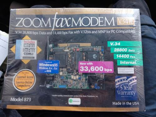 Zoom FaxModem V.34I/E Model 873 — Nieuw in blisterverpakking, Computers en Software, Moederborden, Zo goed als nieuw, Ophalen of Verzenden