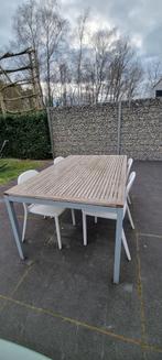 Tuintafel Teak met 4 stoelen, Ophalen, Gebruikt