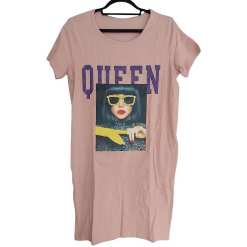 Shirt jurk Queen roze M, Kleding | Dames, Jurken, Nieuw, Maat 38/40 (M), Roze, Boven de knie, Verzenden