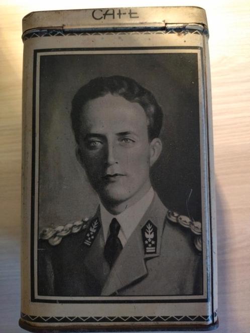 Heel oude koffieblik koninklijke familie België, Verzamelen, Blikken, Gebruikt, Ophalen of Verzenden