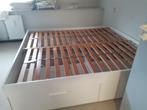 Bed met laden en 2 lattenbodems, Huis en Inrichting, Slaapkamer | Bedden, Ophalen, Wit, Tweepersoons, Zo goed als nieuw