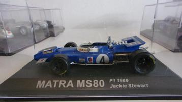 RARE !! MATRA MS80 F1 1969 de J.STEWART.1/43 IMPEC, VITRINE