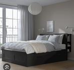 Ikea brimnes bed 180x200cm met opberglades + hoofdeinde, Maison & Meubles, Chambre à coucher | Lits, Deux personnes, Noir, 180 cm