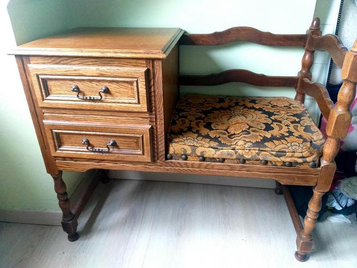 Antiek eikenhouten telefoonkastje, Antiek en Kunst, Antiek | Meubels | Stoelen en Sofa's, Ophalen