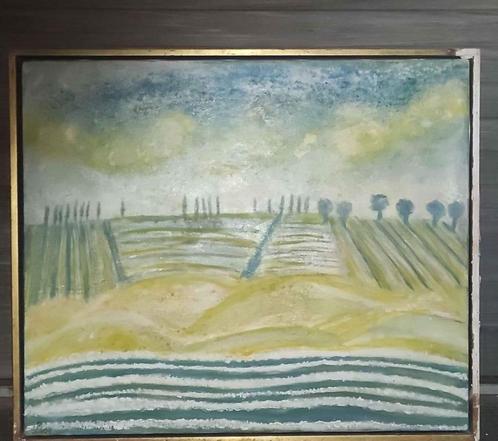 Huile sur toile le plat pays signe lise brachet, Antiek en Kunst, Kunst | Schilderijen | Klassiek, Ophalen of Verzenden