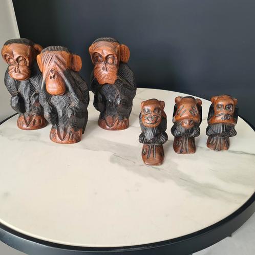 2 sets aapjes horen zien en zwijgen, Verzamelen, Beelden en Beeldjes, Zo goed als nieuw, Ophalen of Verzenden