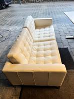 Lederen tweezitsbank - zetel - wit, Huis en Inrichting, Ophalen, Zo goed als nieuw