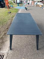 Lange blauwe kunststof terras tafel, Tuin en Terras, Tuintafels, Ophalen, Gebruikt