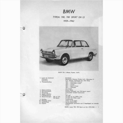 BMW 700 Sport LS Vraagbaak losbladig 1959-1962 #2 Nederlands, Livres, Autos | Livres, Utilisé, BMW, Enlèvement ou Envoi