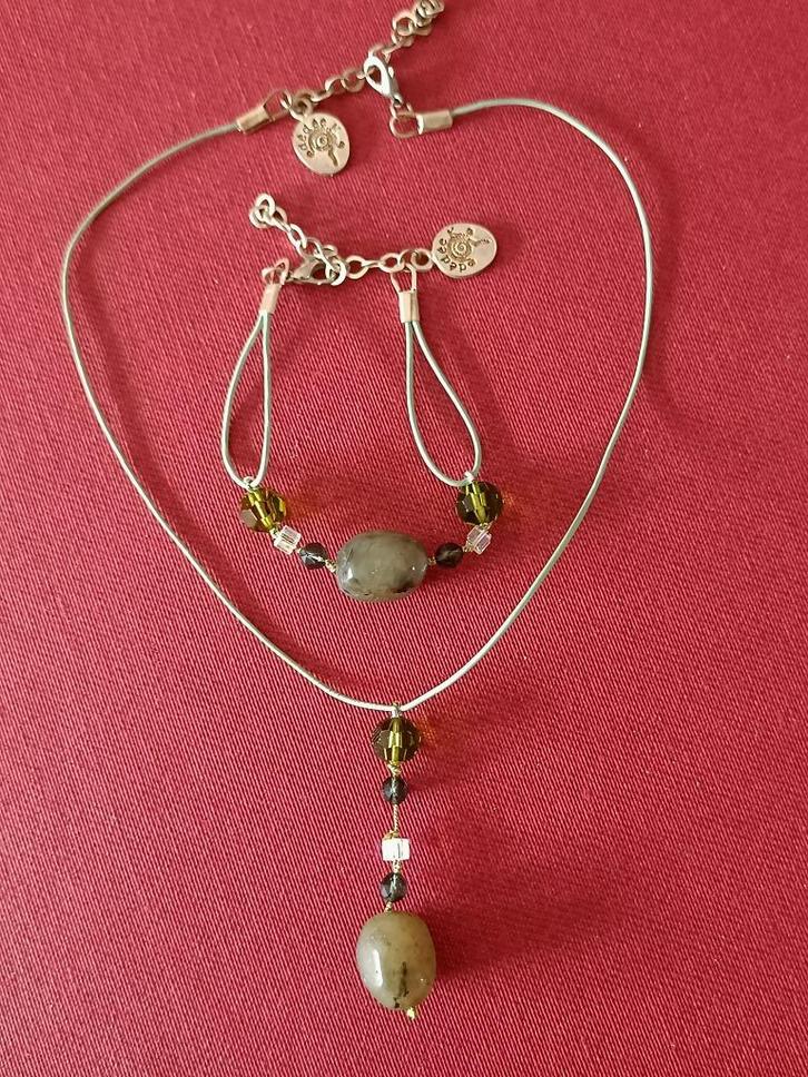 Halsketting dames + armbandje. Verstelbaar. Merk: Dédée., Handtassen en Accessoires, Kettingen, Gebruikt, Overige materialen, Overige kleuren