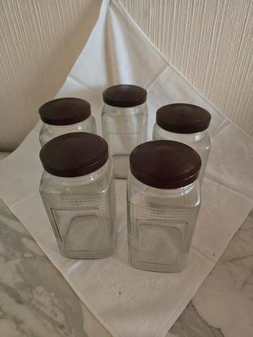 Glazen art deco voorraadpotten, Huis en Inrichting, Keuken | Potten en Pannen, Ophalen of Verzenden, Zo goed als nieuw, Glas