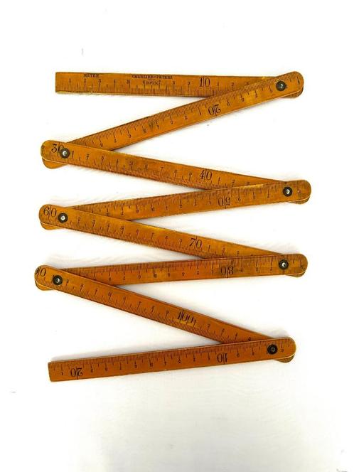 oude antieke houten plooimeter in cm en inch, Antiek en Kunst, Antiek | Gereedschap en Instrumenten, Ophalen of Verzenden