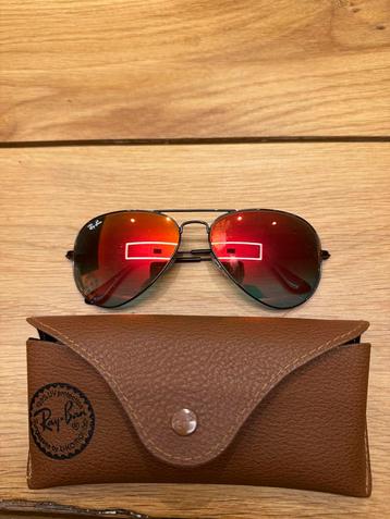 Ray-ban aviator zonnebril  oranje glas met zwart frame, Comme neuf, Enlèvement, Ray-Ban, Lunettes de soleil
