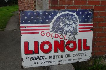 Lion Oil 1949 originele emaille plaat in originele staat  beschikbaar voor biedingen