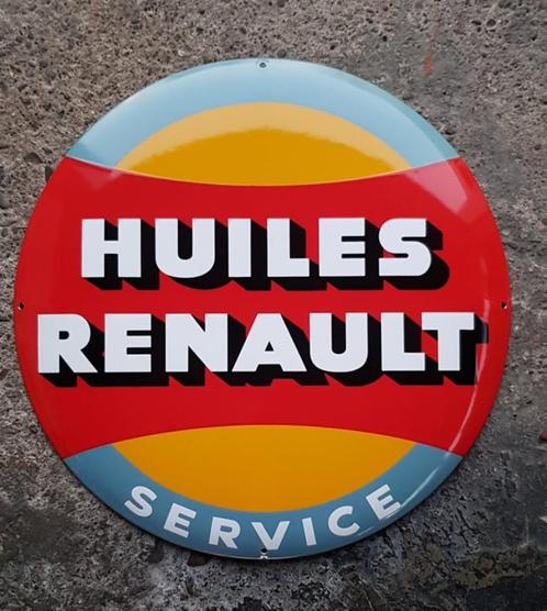 Huiles Renault emaillen bord andere garage decoratie borden, Collections, Marques & Objets publicitaires, Comme neuf, Panneau publicitaire