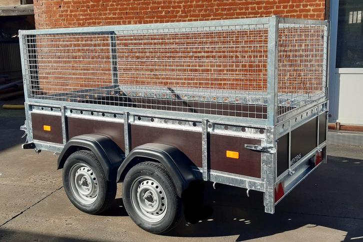 Remorque double essieux 130 x 258 + Grillages + Accès + COC, Auto diversen, Aanhangers en Bagagewagens