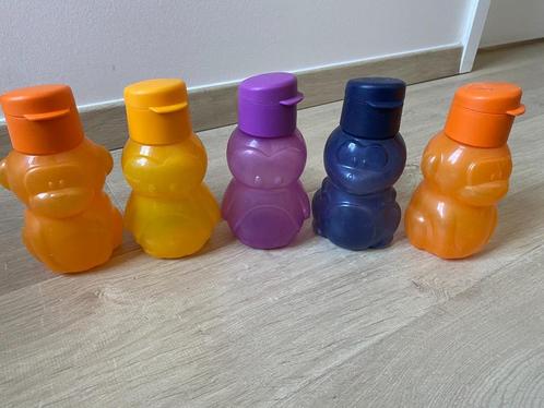 Tupperware 5 kinderdrinkflessen 350ml, Huis en Inrichting, Keuken | Tupperware, Gebruikt, Blauw, Geel, Oranje, Paars, Ophalen of Verzenden