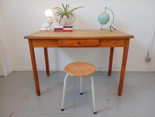 Vintage tafel beuk hout, Huis en Inrichting, Tafels | Sidetables, Gebruikt, Ophalen