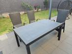 Tuintafel pvc met 3 stoelen, Tuin en Terras, Ophalen, Gebruikt, Rechthoekig, Kunststof