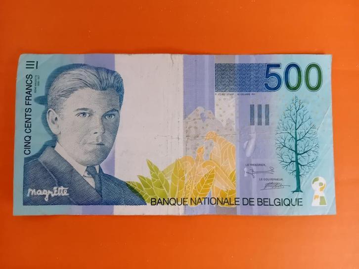 500fr Belgische Magritte-factuur, Postzegels en Munten, Bankbiljetten | België, Los biljet, Ophalen of Verzenden