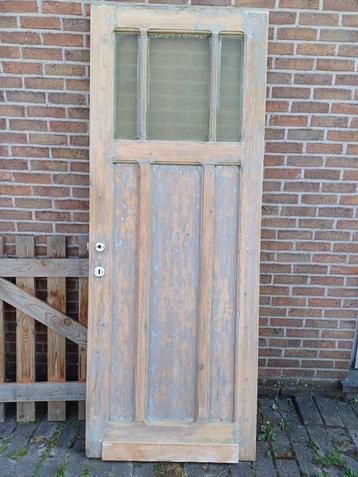 Vintage binnendeur hout en glas - art deco, Antiek en Kunst, Ophalen